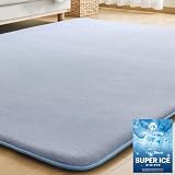 VK Living 極厚30mm 夏用ラグマット 接触冷感 【SUPER ICE】 130×190cm(約1.5畳) ラグ カーペット 厚手 ひんやり 強力滑り止め 24時間持続制菌消臭 耐久性 へたりにくい 吸湿速乾 防音 霜降り ネイビー
