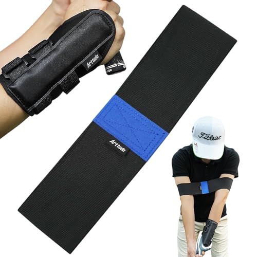 Arttodo Golf Training Kit with Arm Band & Wrist Strap, Golf Swing Training Aid to Correct Wrist Angle and Develop Muscle Memory for Beginner Golfers