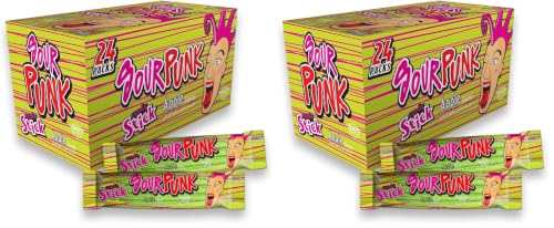 Image of Sour Punk Candy Sticks in Apple Flavor - Pack of 48 (40g each), Sweet & Sour Chewy Apple Candy || Party Treats Pack || Share with Friends and Family