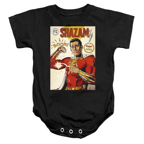 Image of Popfunk Shazam! Fury Of The Gods Shazam Comic Cover Unisex Infant Snap Suit for Baby (24 Months) Black