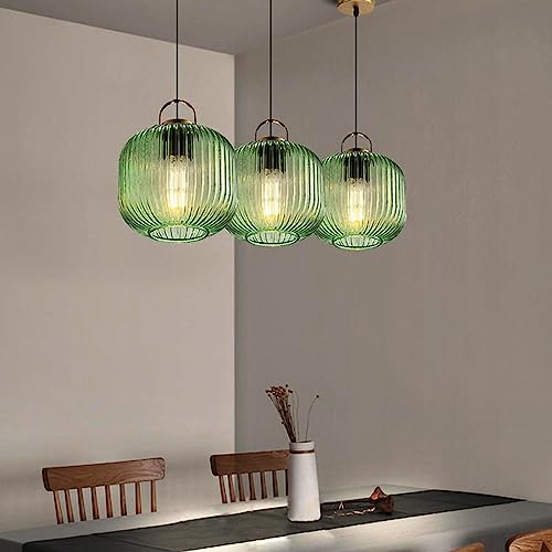 Lámpara de techo de vidrio verde para isla de cocina elegante 3