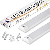 Morris 50w LED Batten Lights 6ft, 180cm, 6000k Daylight, IP20 LED Fluorescent Strip Light Fitting for Ceiling of Home & Office, Workshop & Garage Lighting, Pack of 2