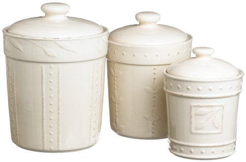 Signature Housewares Sorrento Collection Canisters, Ivory Antiqued Finish, Set of 3