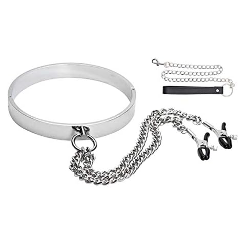 Adavidsource Stainless Steel Necklace Decoration Unisex Necklace Metal Choker Short Collar Fashion Choker (008S-3-Diameter:12cm) Cover