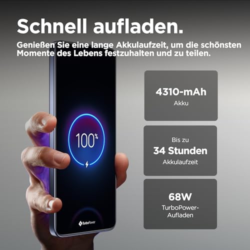Motorola edge50 neo Smartphone (6,36-Super-HD-Display, 50-MP-Kamera mit Moto-KI, 8/256 GB, 4310 mAh, Android 14) Pantone Grisaille (Veganes Kunstleder), inkl. Schutzcover