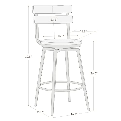 Watson-Whitely-Swivel-Bar-Stools-with-Detachable-Back-26-Counter-Height-Bar-Stools-Rustic-Farmhouse-Wood-Barstools-Set-of-2-for-Kitchen-Dining-Room-Metal-Base-in-Antique-Bronze-Brown Watson Whitely Swivel Bar Stools with Detachable Back 26 Counter Height Bar Stools Rustic Farmhouse Wood Barstools Set of 2 for Kitchen Dining Room Metal Base in Antique Bronze Brown