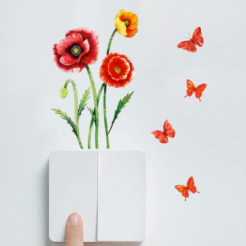 Décoration de chambre poétique avec l'autocollant fleur et papillon - 3