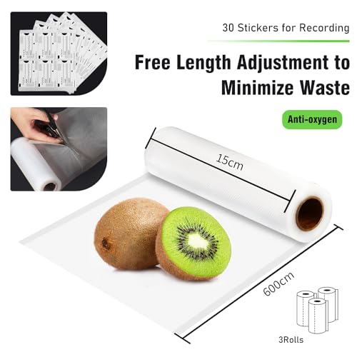 Fitge Vakuumierbeutel 170µm 15x600cm/3 Rollen für alle Vakuumiergeräte Vakuumrollen für Lebensmittel BPA-frei Vakuumbeutel Stark & reiÃŸfest Vakuumierfolie Profi Folienrollen Sous Vide Gefrierbeu