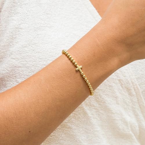 Gold Bracelets for Women 14K Gold Beaded Bracelets Stackable Bracelets for Women Gold Charm Bracelet Non Tarnish Gold Jewelry for Women Trendy2