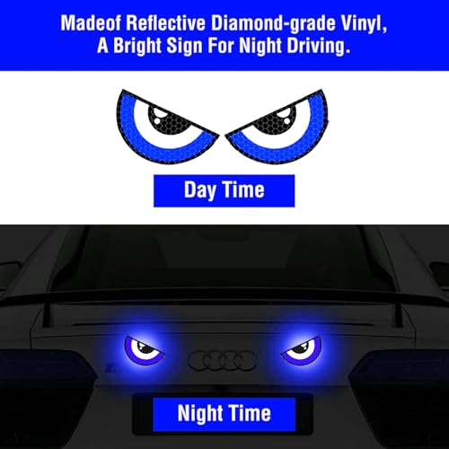 Image of Car High Intensity Reflective Eye Stickers Side Marker Bumper Fender Safety Warning Sticker Universal Strong Reflective Warning Scratches Protector Sticker for Car Night Visibility 2 Psc (Blue)