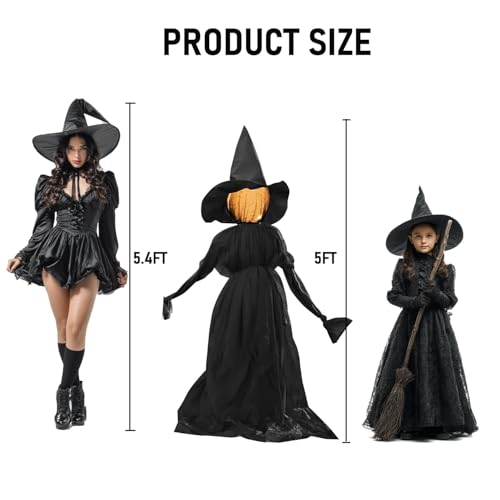 Hourleey Halloween Decorations Outdoor, 3 Pack 5 FT Holding Hands Lighted Witches Stakes with Glowing Face の商品画像 3