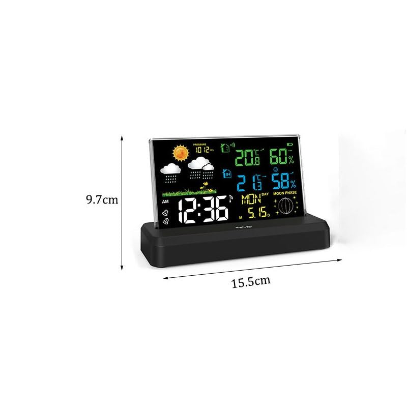 ABS Multi-Functional Color Screen Indoor Outdoor Temperature Humidity Mete