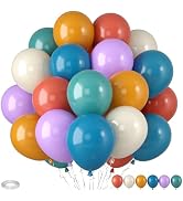 Boho Rainbow Balloons, Rainbow Colorful Balloon, Retro Ivory White Yellow Orange Blue Purple Ball...