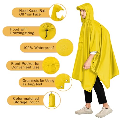 Image of salamra Hooded Rain Poncho Waterproof Raincoat Jacket for Men /Women /Adults with Pocket