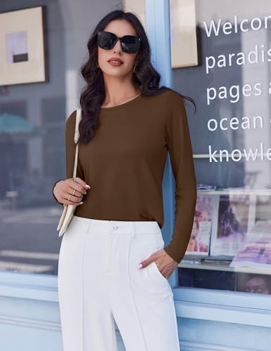 Ekouaer 3 Pack Long Sleeve Shirts for Women Crew Neck Thermal Tops Lightweight Base Layer Undershirt Tees 2025 S-XXL2