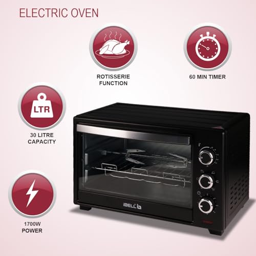 iBELL EO30LG Electric Oven Toaster Grill, 30L, 1700 Watts, OTG with Rotisserie and Timer function (Black) - Image 5