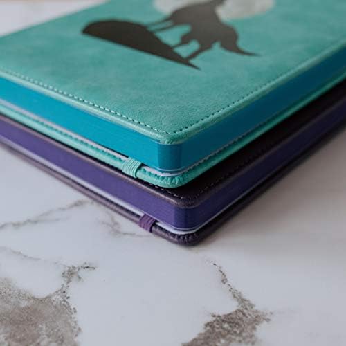 EJRange Notebook A5 Note Pad - Journal, Wipe Clean Cover, Stationary, Note Book, Ruled, 192 Pages, Wolf Design(Turquoise)