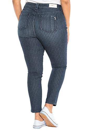 Slink - Premium Women's Plus Size Stretch High Rise Skinny Jean (Dark Blue Stripe)4
