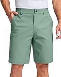 Pudolla Men's Casual Shorts 7/9 Inch Golf Shorts Stretch Dress Work Shorts for Men with 4 Pockets Quick Dry Lightweight(Grey Sage-9'-38)