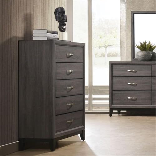 Acme-Valdemar-Metal-and-Wood-5-Drawers-Bedroom-Chest-in-Weathered-Gray Acme Valdemar Metal and Wood 5 Drawers Bedroom Chest in Weathered Gray