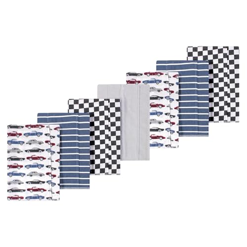 Image of Luvable Friends Hudson Baby Flannel Burp Cloths 7pk, Classic Cars