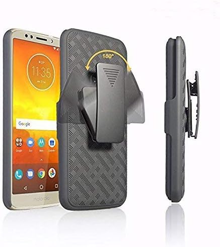 Miniatura 2 de Funda compatible con Motorola Moto G7, Motorola Moto G7 Plus con clip para cinturón, cubierta de funda con soporte cruzado negro nuevo diseño a