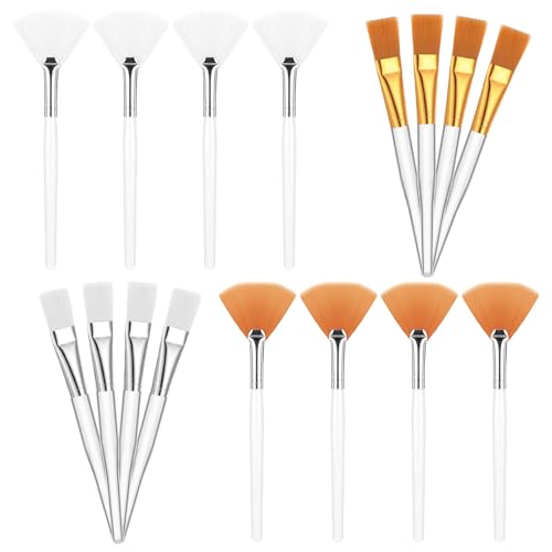 LIQWEI 16Stück Maskenpinsel Gesicht, Gesichtspinsel Fächerpinsel, Kosmetik Masken Pinsel Kosmetik Werkzeuge Make-up Maske Bürsten mit transparentem Kunststoffgriff Applikator-Pinsel für Frauen Mädchen