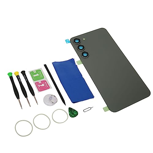 Sostituzione del Vetro Posteriore per S23 Plus con Obiettivo Fotocamera Preinstallata e Kit di Strumenti di Riparazione Completi Bianco GREEN