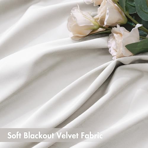 Image of MIULEE White Blackout Velvet Curtains Drapes 96 Inch Long 52 inchx96 inch Bedroom | Luxurious Bedroom Living Room Decor, Room Darkening, Thermal Insulated, Rod Pocket Design, Super Soft Fabric