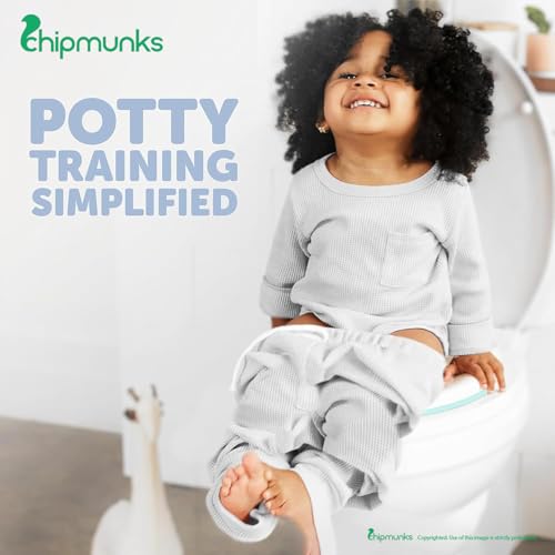 Image of Chipmunks Baby Portable Baby Potty Training Toilet Seat Cover with Non-Slip Base, Splash Guard, and Storage Hook-Ideal for 1-5 Year Child, Fits Round & Oval Western Toilets, Toddler Travel-Friendly