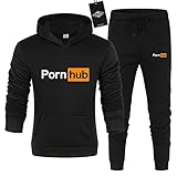 Martin Männer Und Frauen Trainingsanzug Einstellen Für PO-RN_HUB Zwei Stück Solide Farbe Kapuzenpulli Sweatshirt Hose Sportkleidung Mantel Z/Schwarz/M sponyborty