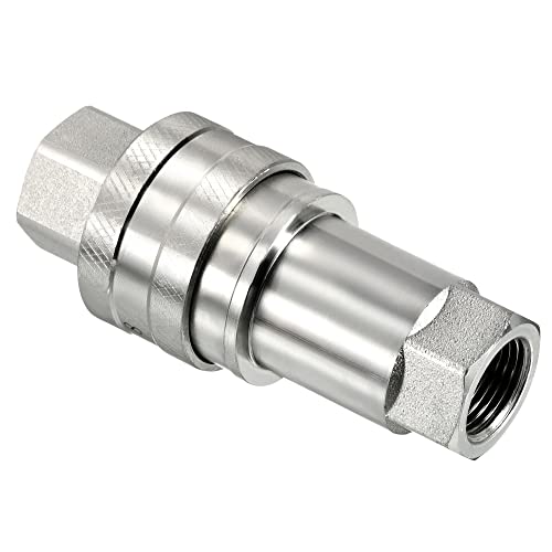 Image of PATIKIL Hydraulic Quick Connect Coupler Set, 1 Set Carbon Steel G3 /8 Female Pipe Fitting Plug Adapter for Construction Agriculture, Silver