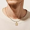 KissYan Initial Letter Pendant Necklace for Men Womens, 14K Gold Plated Square Capital Monogram Necklace Silver Alhpabets from A-Z Figaro Chain Necklace(003M) #2