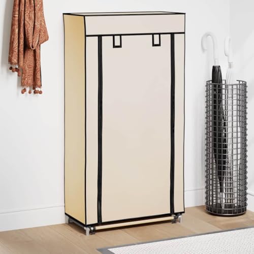 Nqyjm Mueble Zapatero con Funda de Tela Color Crema 58x28x106 cm Mueble Zapateros,Zapatero lndependiente para Entrada