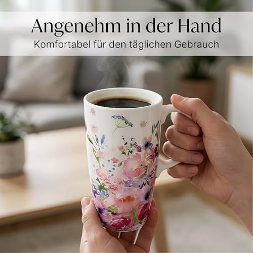 Topadorn Watercolor Flower Travel Mug