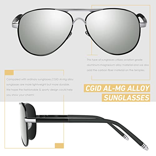 Image of CGID Polarized Sunglasses Men Womens Pilot Style Mirrored Shades UV400 GA61