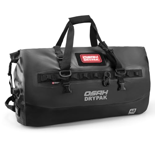 OSAH DRYPAK Waterproof Duffel Bag 25L/40L/60L Heavy-Duty Motorcycle Tail Bag Roll-Top Dry Bag for Travel Camping Boating Kayaking Outdoor Adventure