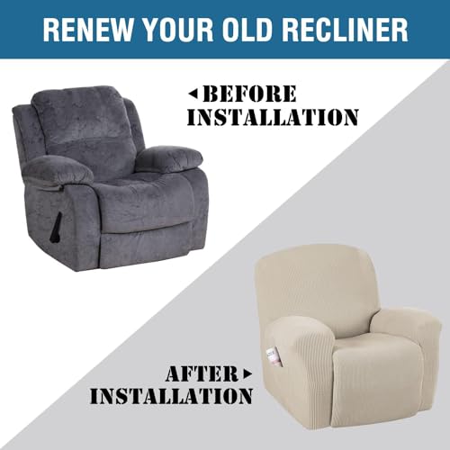 Image of H.VERSAILTEX Super Stretch Recliner Cover Recliner Couch Covers Recliner Chair Cover Form Fitted Non Slip Reclining Slipcovers for Standard Large Recliner, Soft Thick (1 Pack, Island Fossi)