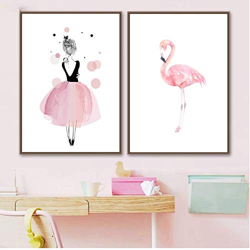 Affiche décoratif animal aquarelle flamingo peinture mur oeuvre dessins photos 50x70cm