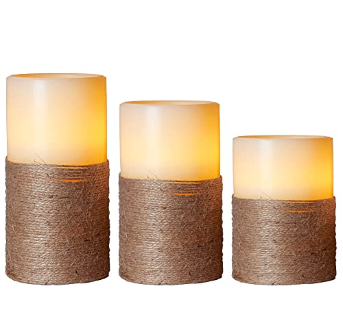 Star Trading Juego de 3 velas LED de cera Rope Cover