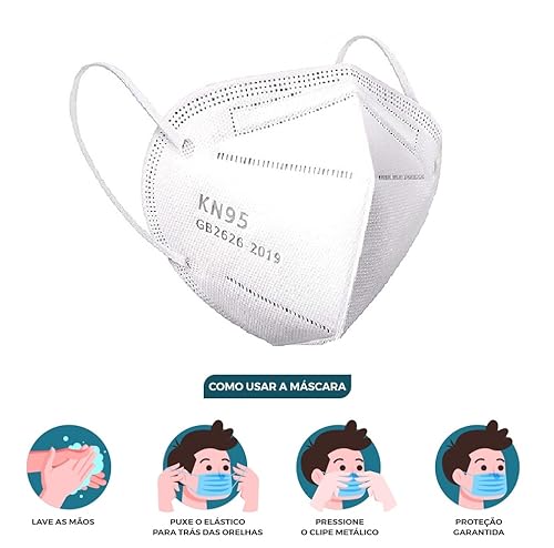 50 Máscaras Descartáveis KN95 WWDOLL 5 Camadas Anvisa Branca