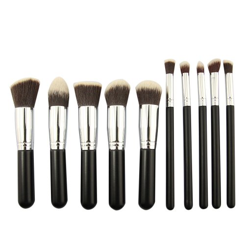 Professional Women Makeup Cosmetic Brush Set Blending Shadow Powder Foundation Eyeshadow Blush Brushes (10pcs Silver)