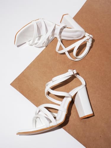 Image of SilverArrow Casual and Classy Block Heel Chunky Heel Sandals Light Weight Comfortable & Trendy Strappy Party Heels for Girls & Women