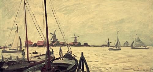 Impression sur toile Les Bords du Zaan par Claude Monet œuvre d'art abstraite grand format 60x90cm