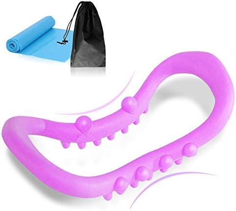 Amperware Massage Yoga Ring Magic Circle for Full Body Workout Exercise Fitness Pilates Hand Stretcher Training Therapy Pain Relief of Neck Arms Shoulders Back Legs and Butt Soft Circle Purple