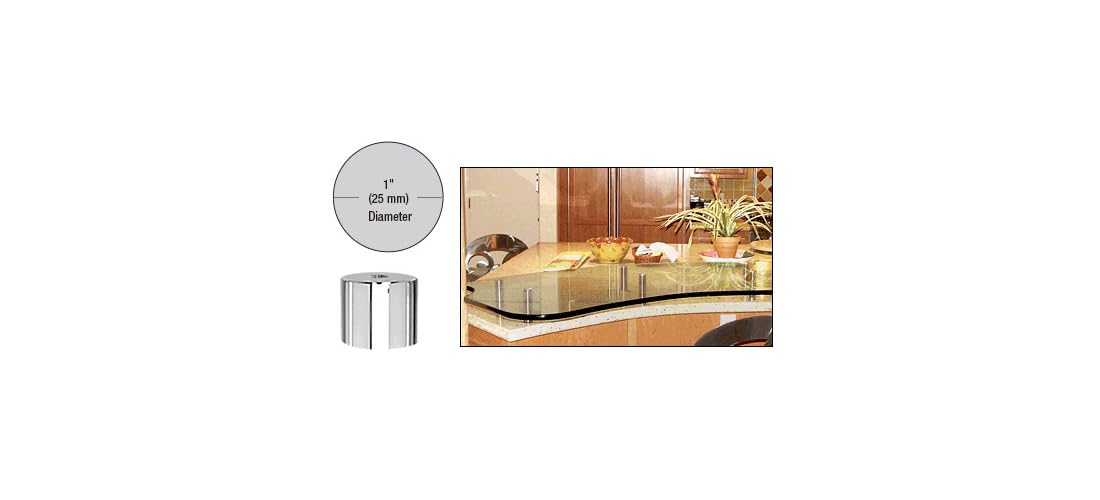 C.R. LAURENCE S0B101PS CRL 316 Polished Stainless 1" Diameter by 1" Long Standoff Base