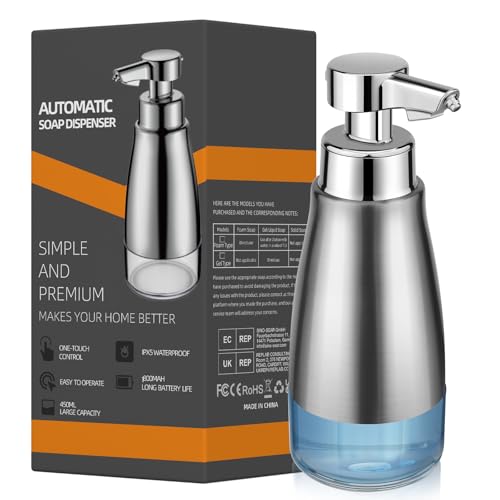 Blancel Automatic Foaming Soap Dispenser Touchless Stainless Steel Auto Foam Hand Soap Dispenser Hands Free Electric Refillable Silver Soap Dispenser For Bathroom Kitchen thumb #7
