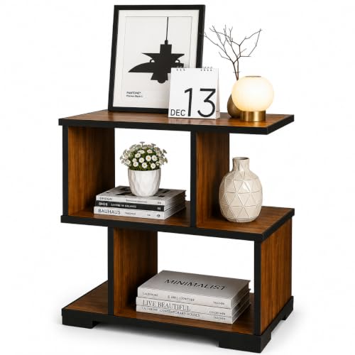 Image of Bedside Side Table Night Stand & End Table, Beige