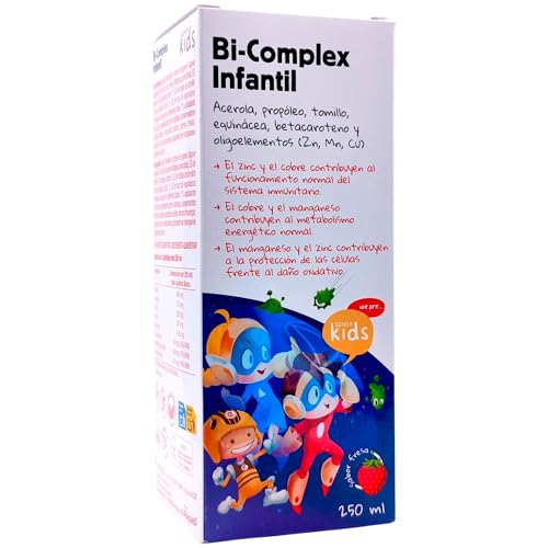 Herbora Bi-Complex Infantil 250ml - Jarabe Natural para Defensas y Vitalidad con Propóleo, Equinácea y Vitamina C - Refuerzo Inmunitario para Niños - Sabor Fresa
