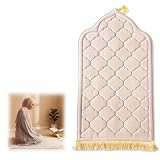 PELARISE Gepolstert Gebetsteppich Dick 65x110cm, Gebetsteppich to Go, Türkischer Stil, Seccade Namazlik, Dicker Stoff, für Islamischer Muslimische Ramadan, Beige